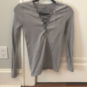 Free people grey lace up long sleeve